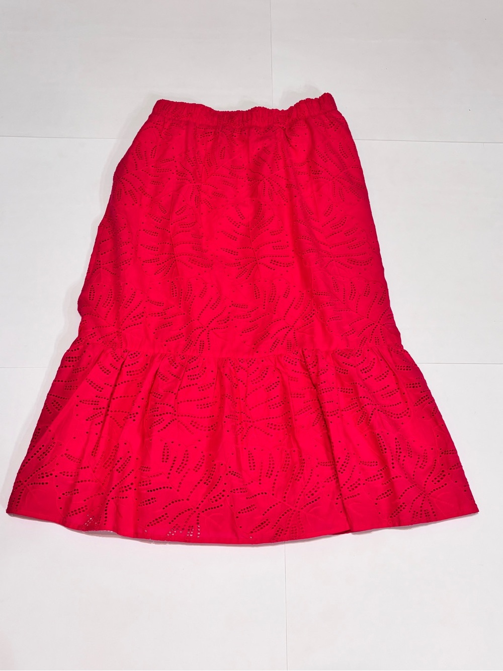 Time and Tru Hot Pink Eyelet Tiered Maxi Skirt